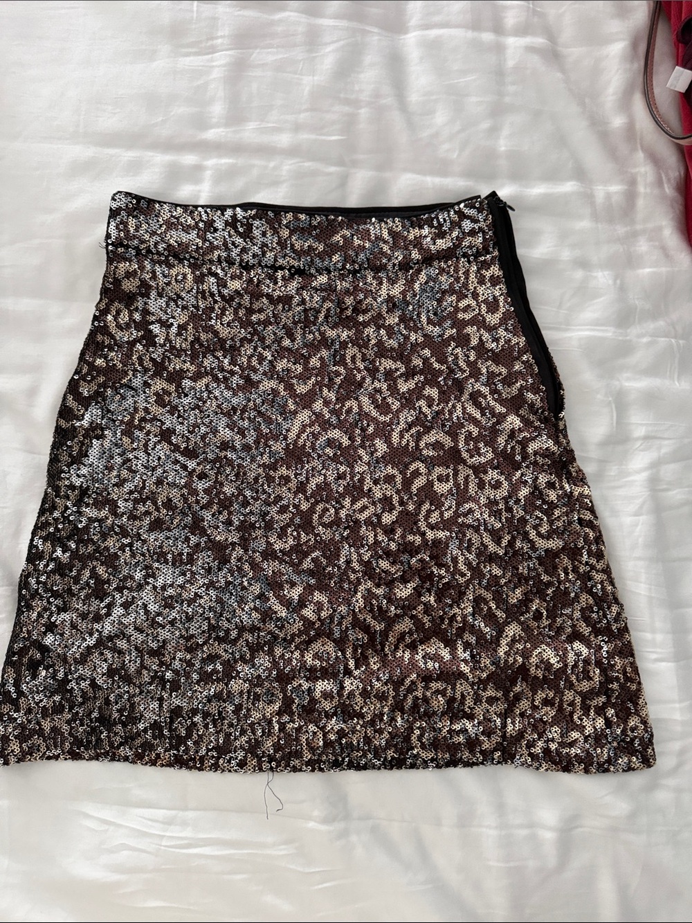 Zara Brown and Black Sequin Leopard Mini Skirt